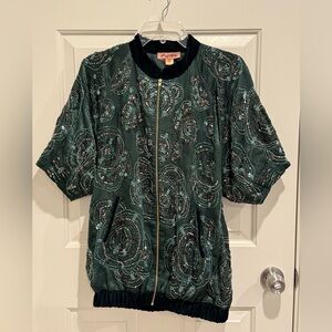 Not So Serious Emerald Beaded and Embroidered Jacket